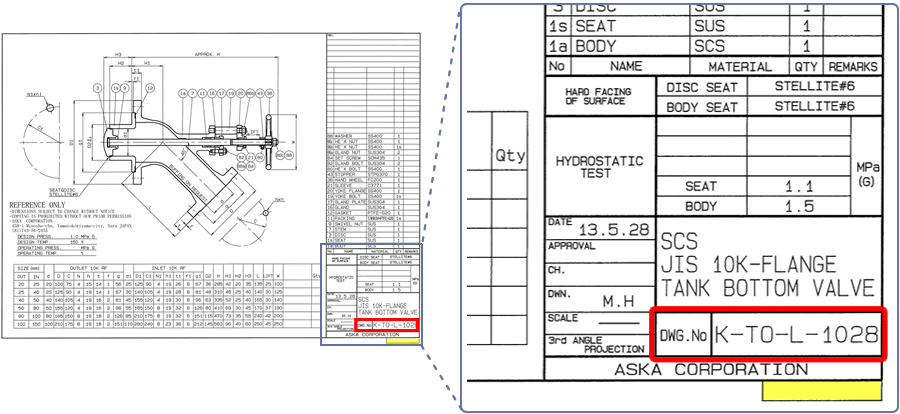 Technical drawing number